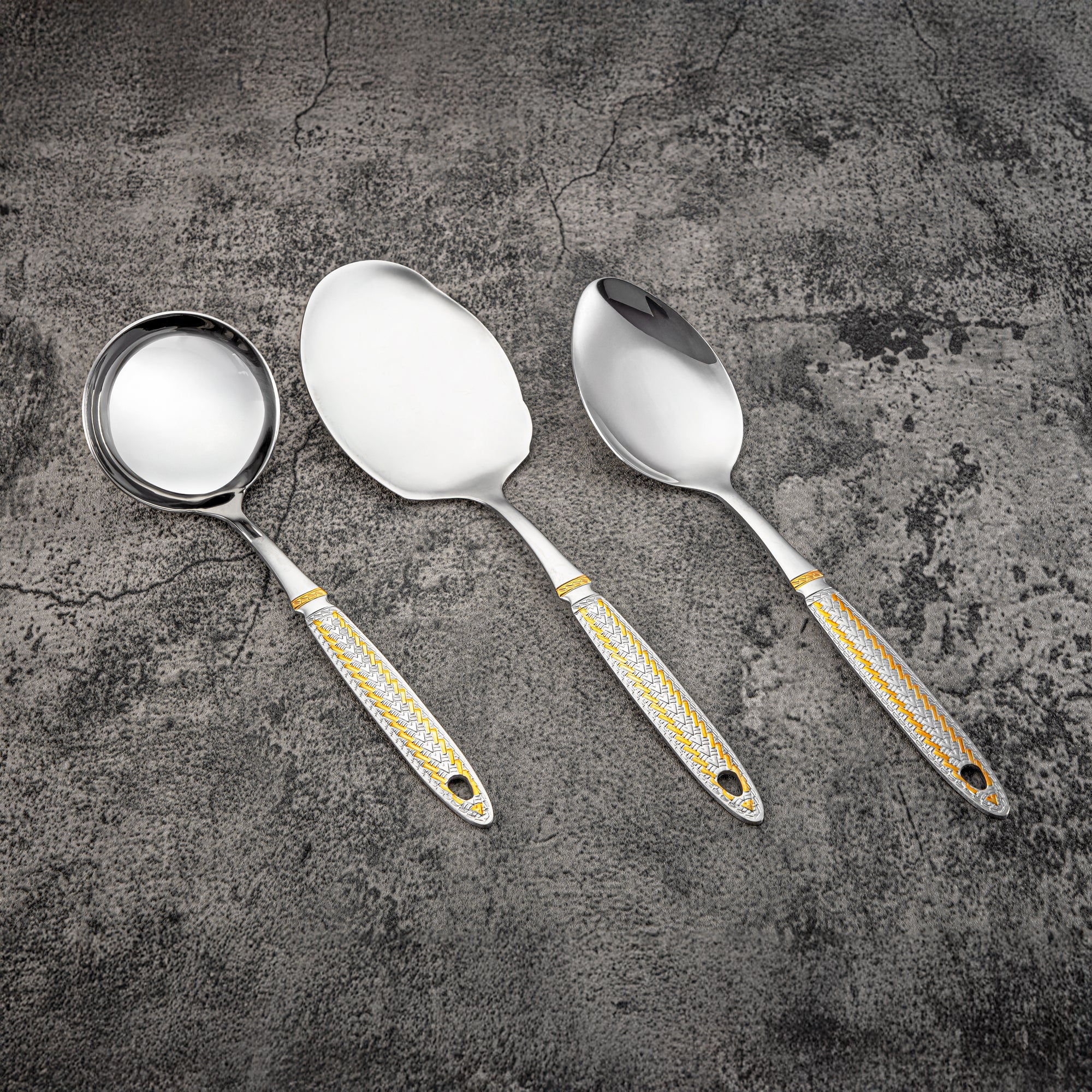 Almarjan Cutlery Set 40 Pieces, Stainless Steel, Silver & Gold (CUT0010468) Elegant Cutlery Set