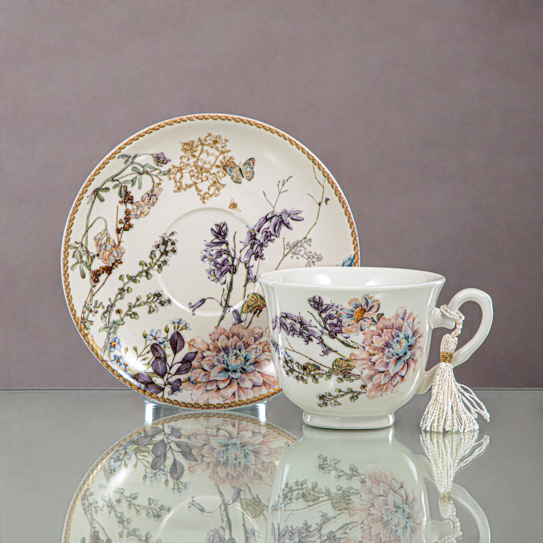 Almarjan 250 ML Porcelain Tea Cup & Saucer - D480 R2020T1