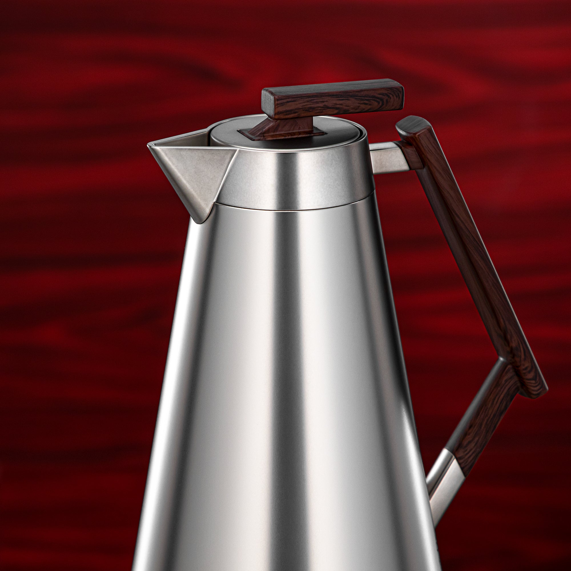 Almarjan Vacuum Flask Set 0.7L & 1L Matt Nickel & Matt Dark Wood