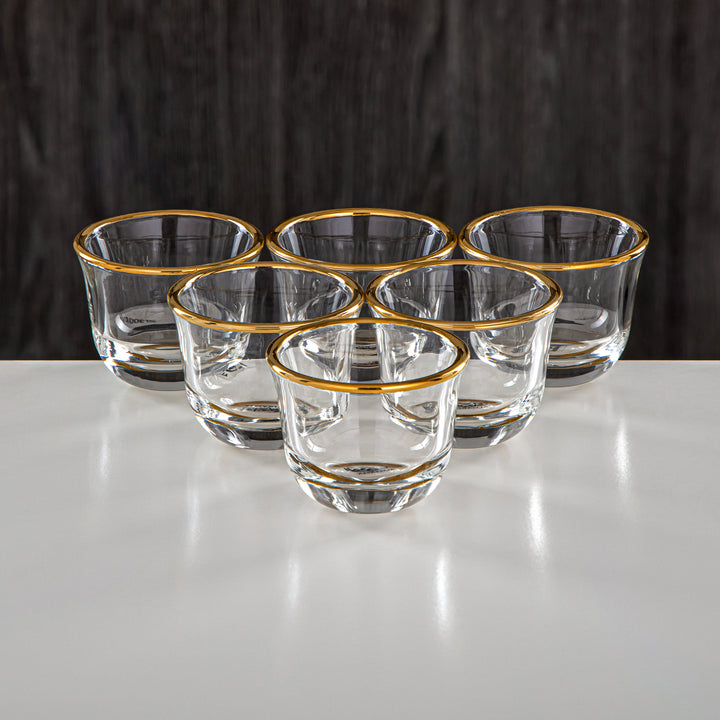 Almarjan 6 Pieces Borosilicate Glass Cawa Cup Set - FB803-6 Gold