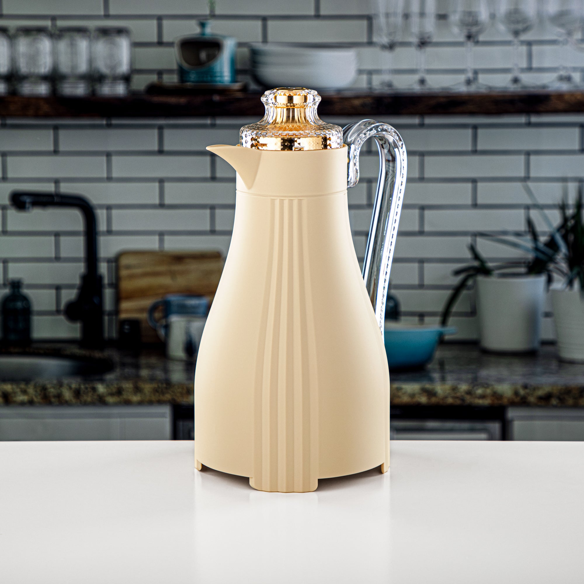 Almarjan 2 Pieces Vacuum Flask Set Beige & Gold - FG205 AB-100 MBG/G