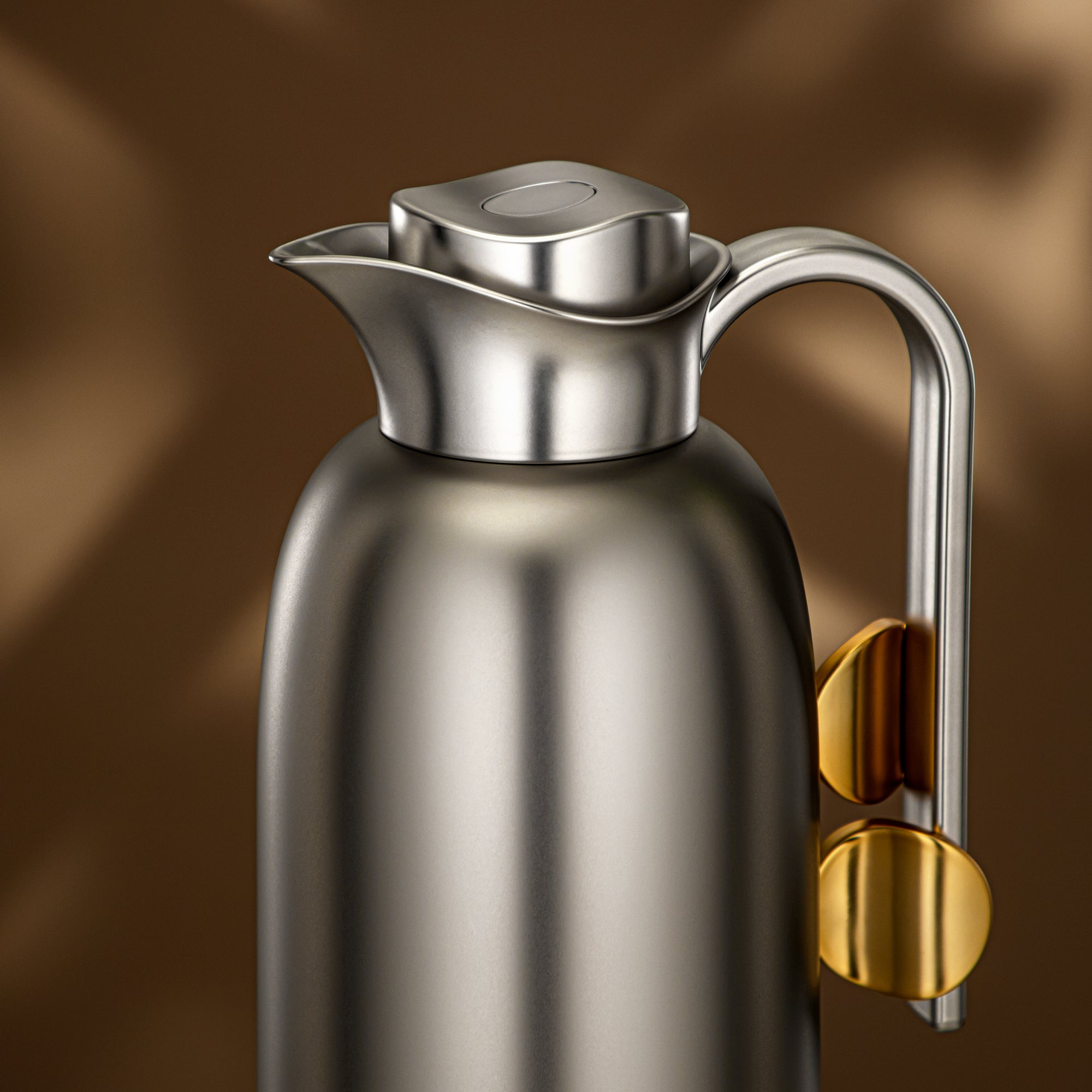 Almarjan Vacuum Flask Set 0.7L + 1L Matt Nickel & Matt Gold