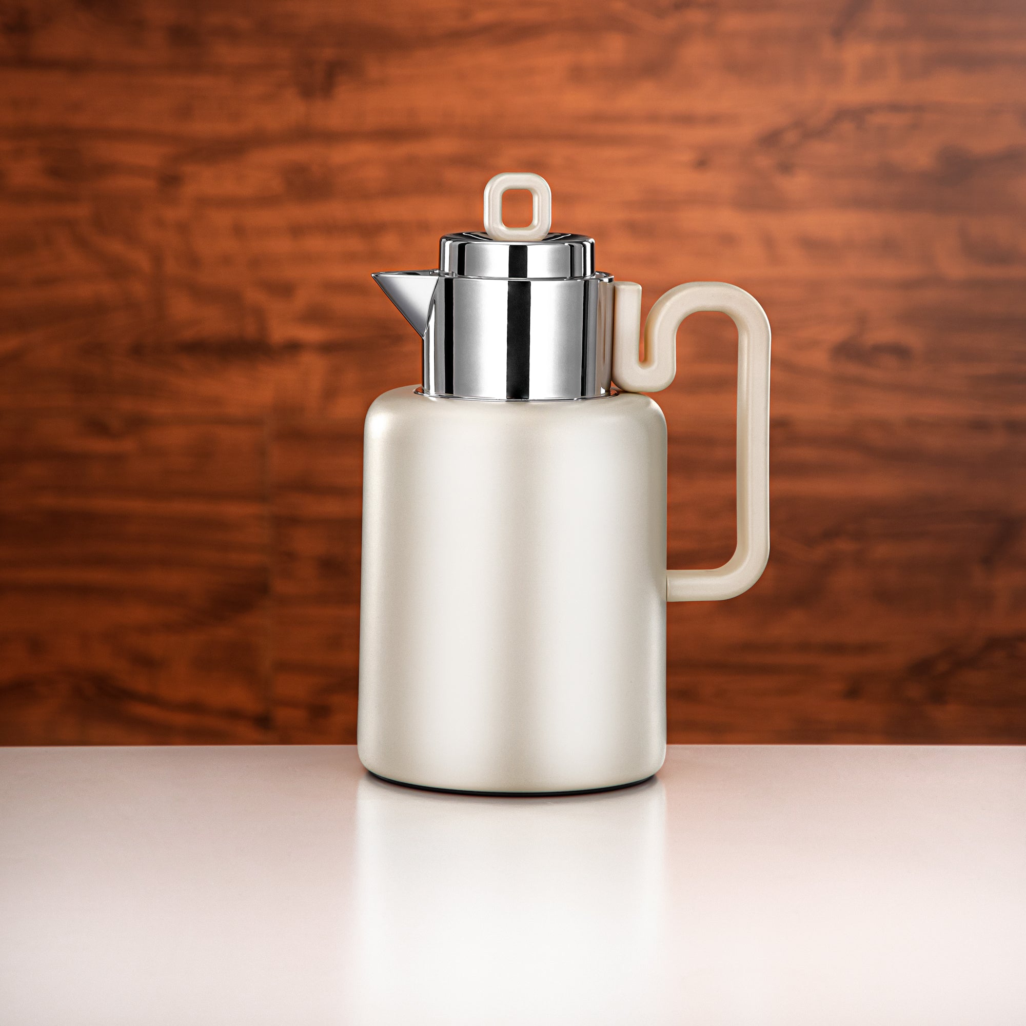 Almarjan Vacuum flask Set 0.5 liter + 1 liter matt pearl white & silver (FG815-050/100 MPW/MC)