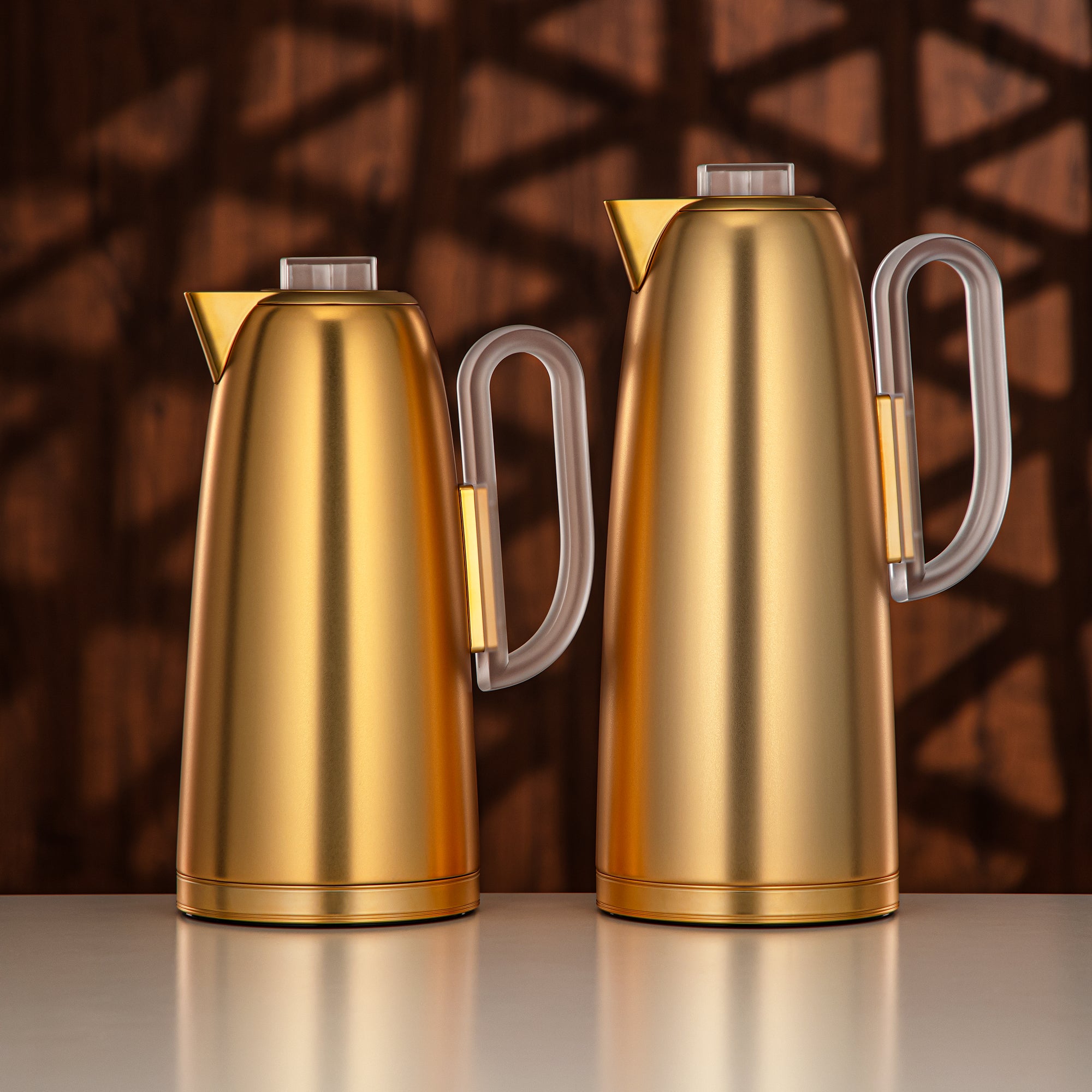 Almarjan Vacuum Flask Set 0.7L & 1L Matt Gold & Frost