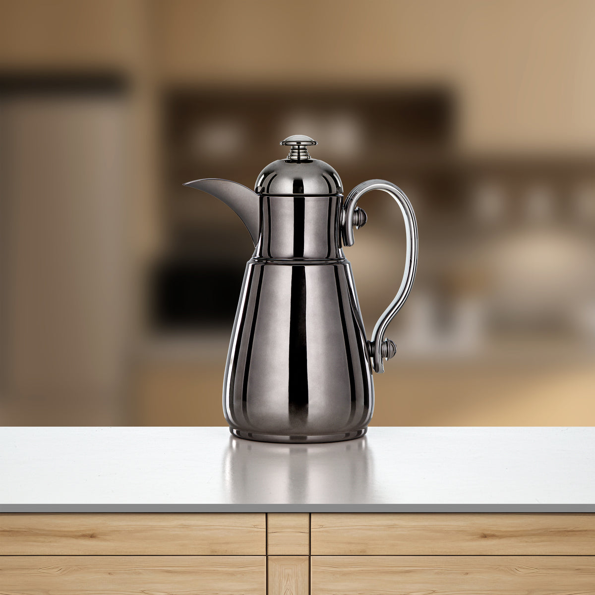Almarjan Double Wall Vacuum Flask 0.7 Lit, Gun Black & Silver