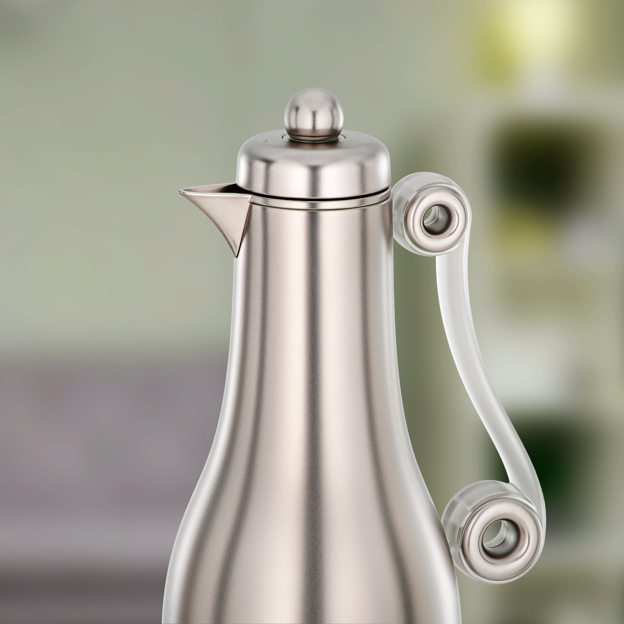 Almarjan 2 Pieces Vacuum Flask Set, Matt Nickel & Frost Acrylic