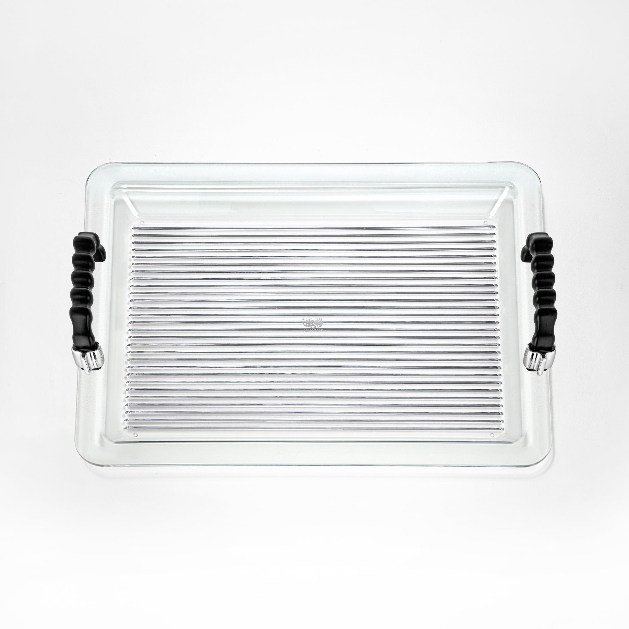 Almarjan 50 cm Acrylic Serving Tray, Silver & Black