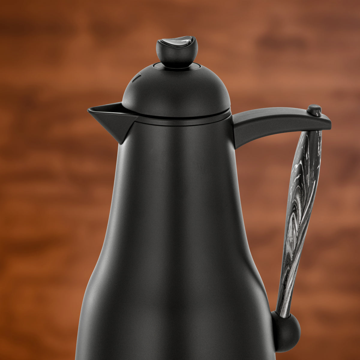 Almarjan 2 Pieces Vacuum Flask Set, Matt Black & Black Marble
