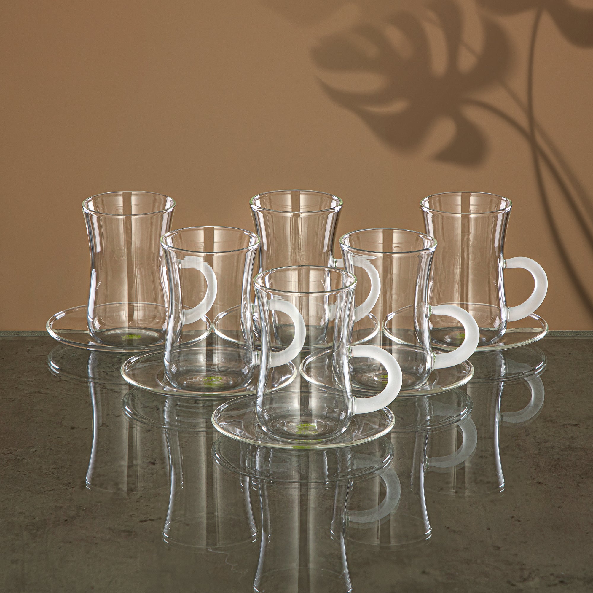 Almarjan Tea Set 14 Pieces, Borosilicate Glass, Clear & Frost (GLS0010129) - Elegant Serveware