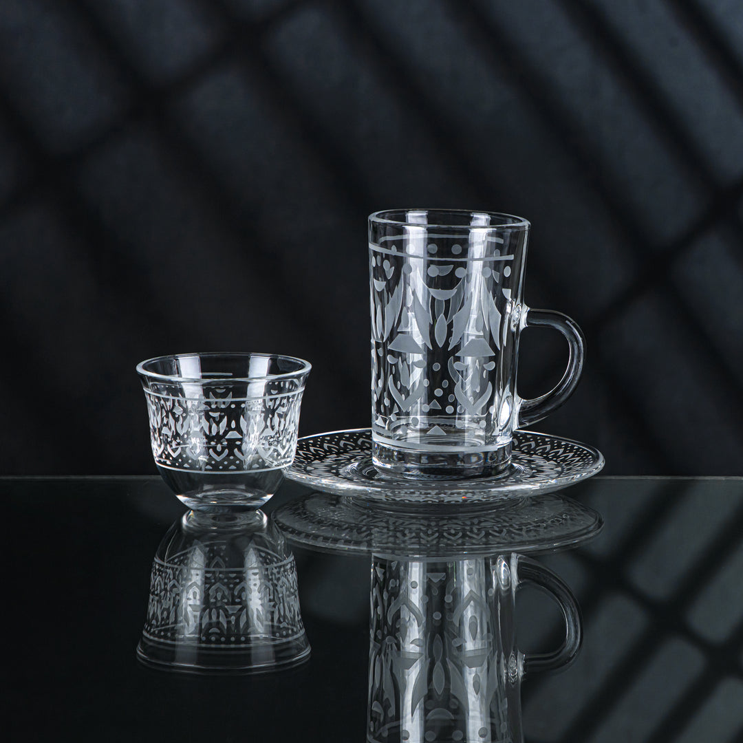 Almarjan 18 stykker Folk Collection glas te &amp; kaffe sæt - GLS2630003