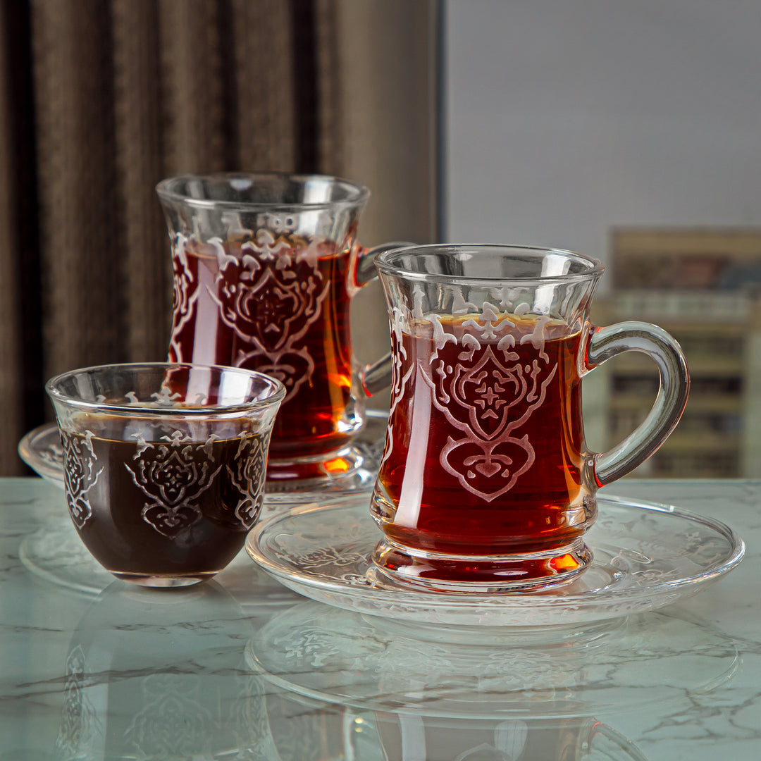 Almarjan 18 stykker kuppelkollektion glas te- og kaffesæt - GLS2630012