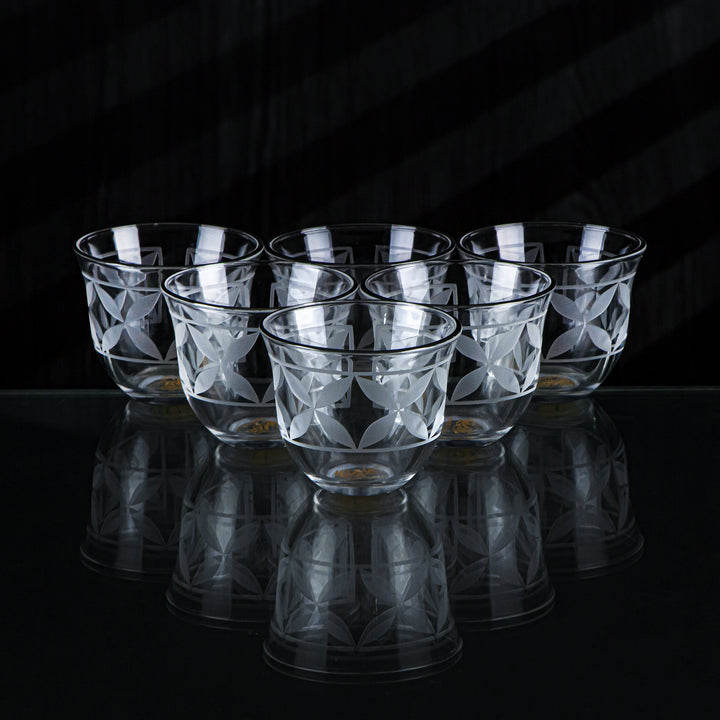Almarjan 6 stykker Crave Collection Cawa-kop i glas med sølvkant - GLS2630043