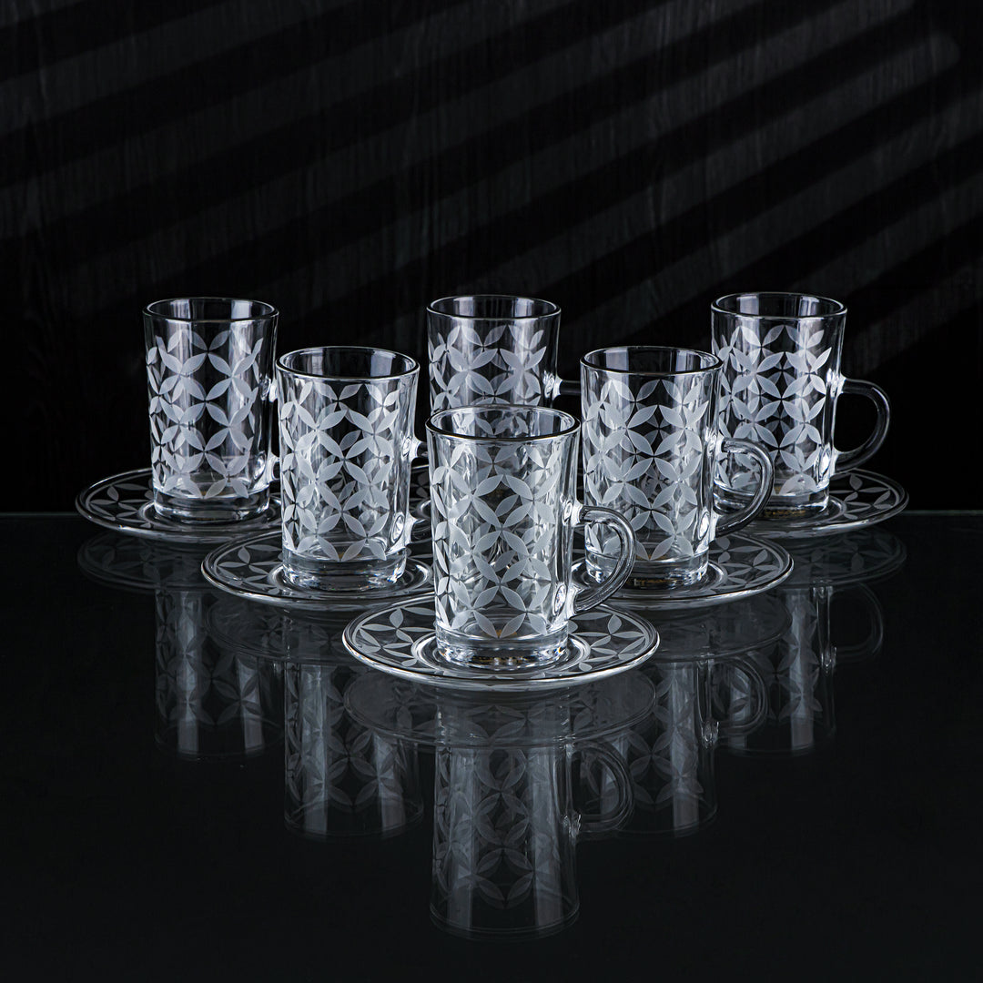 Almarjan 6 stykker Crave Collection tekop i glas med sølvkant - GLS2630044