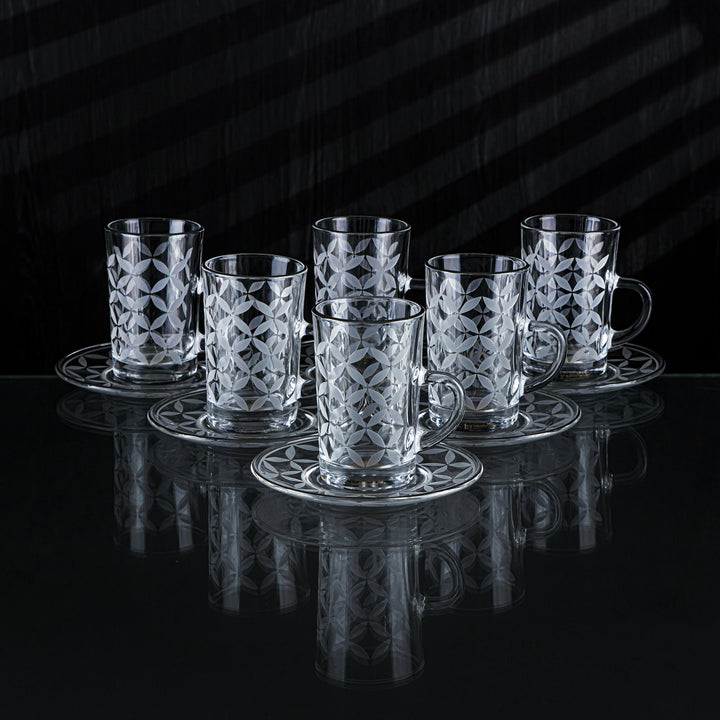Almarjan 18 stykker Crave Collection glas te- og kaffesæt med sølvkant - GLS2630045