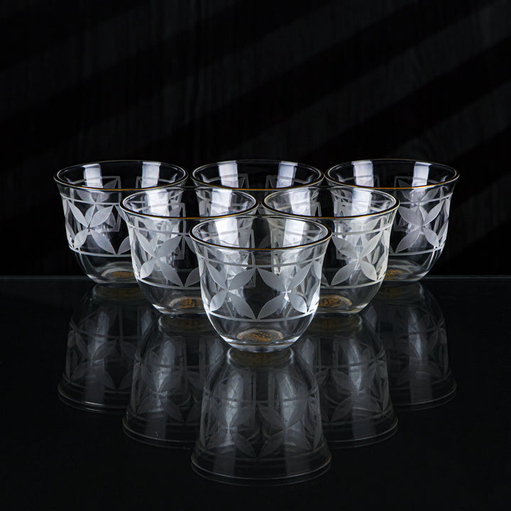 Almarjan 6 stykker Crave Collection Cawa-kop i glas med gylden kant - GLS2630046