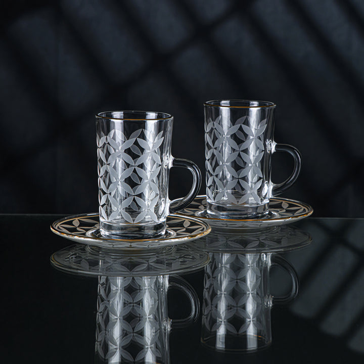 Almarjan 6 stykker Crave Collection glas tekop med gylden kant - GLS2630047