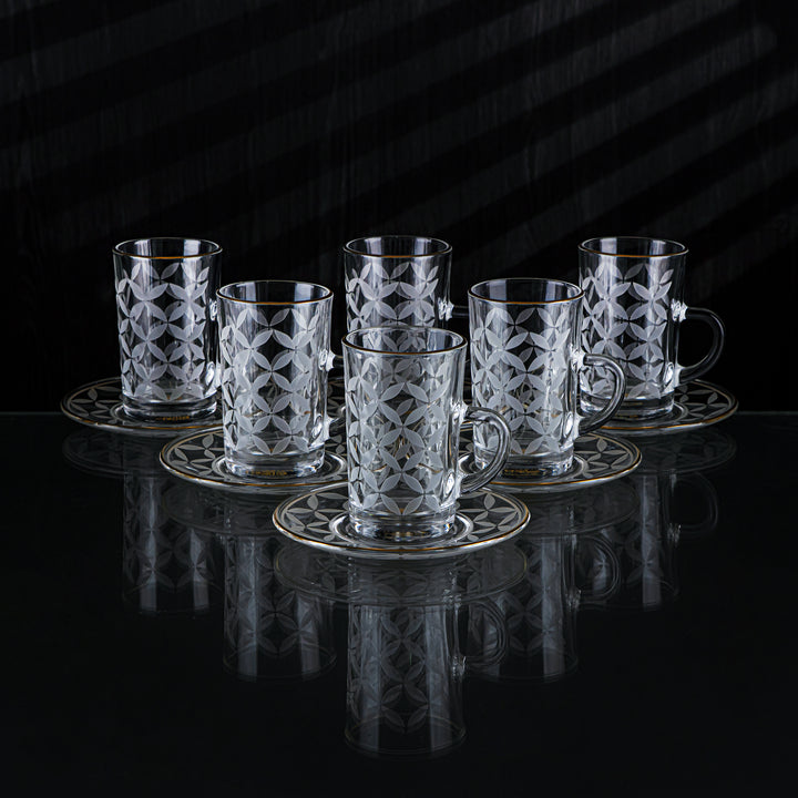 Almarjan 6 stykker Crave Collection glas tekop med gylden kant - GLS2630047