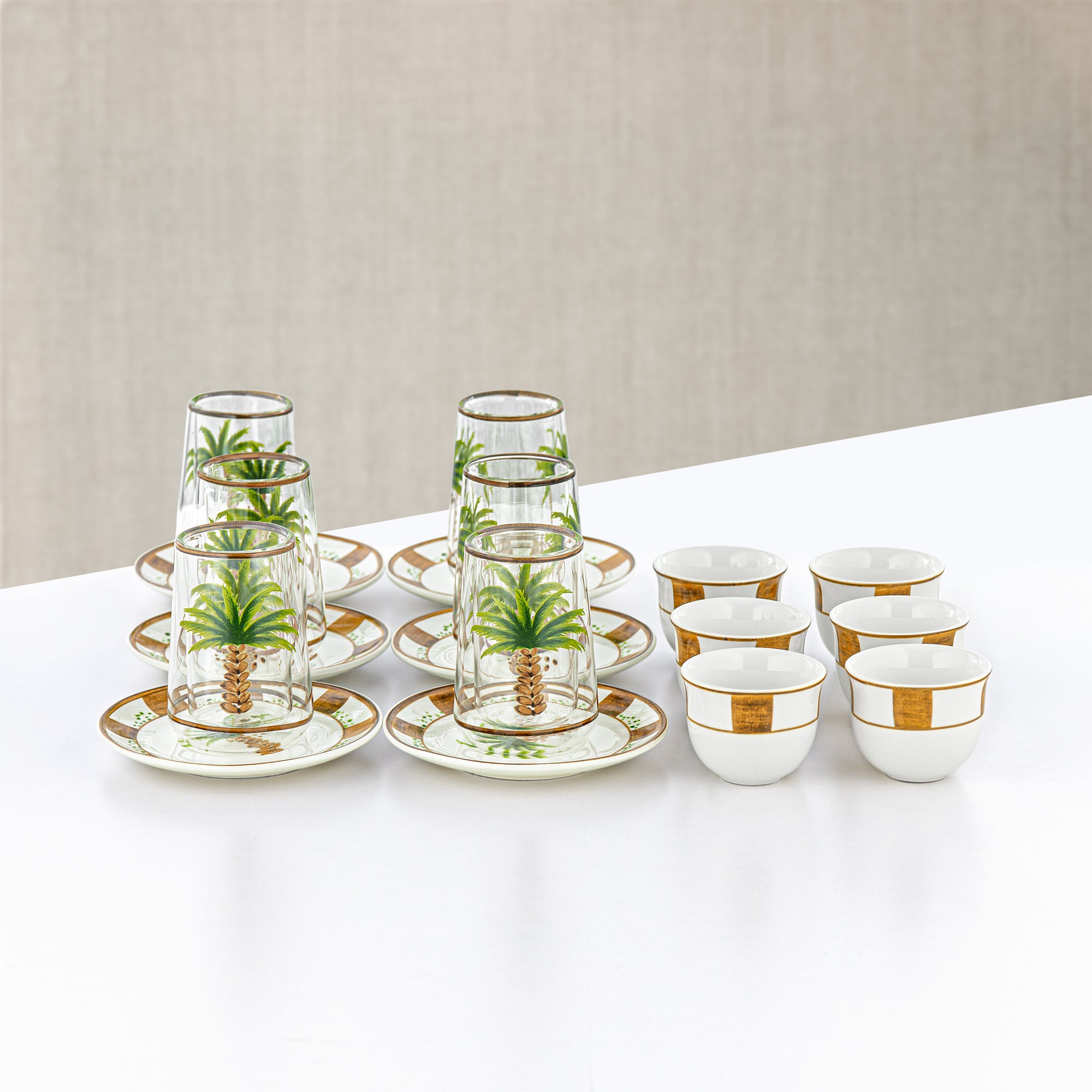 Almarjan Vacuum Flask & Tea Set 20 Pieces Silver with Turquoise Accents