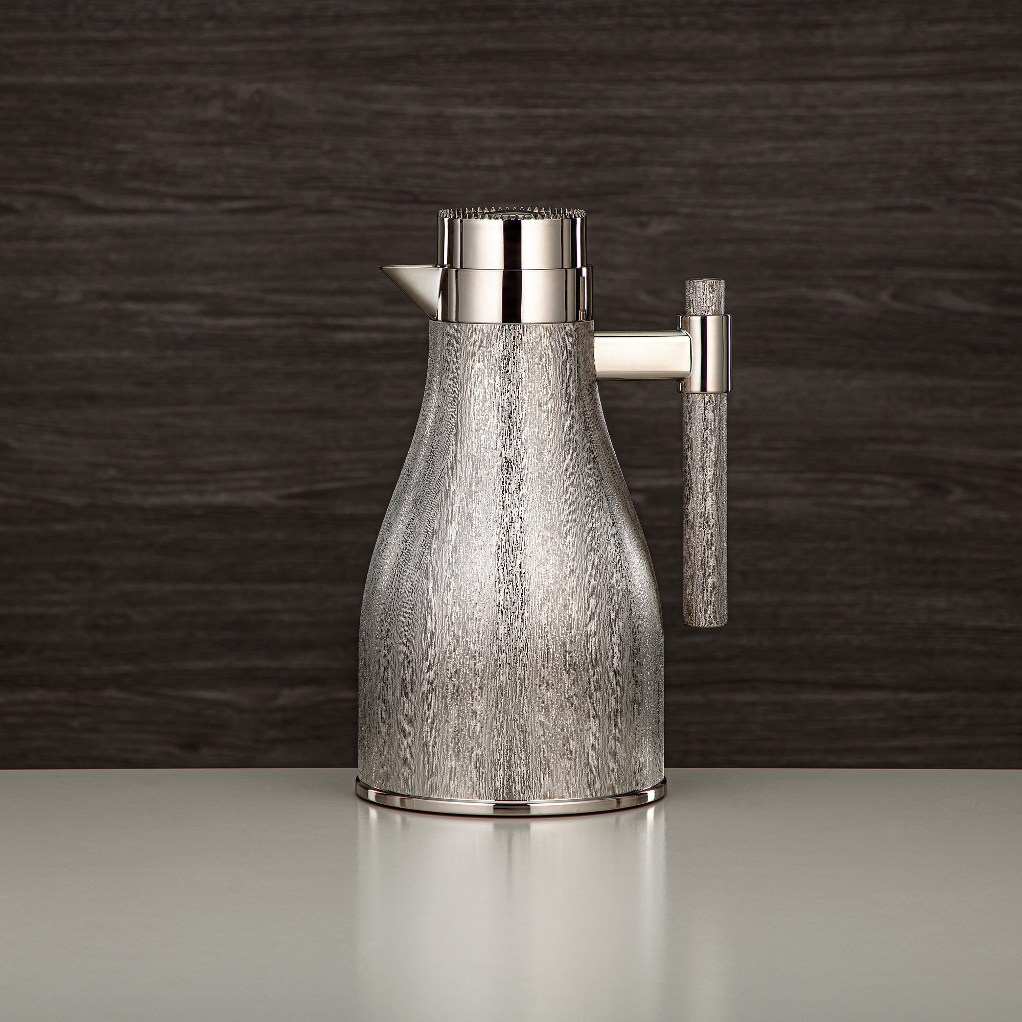 Almarjan Vacuum Flask Set ABS Push Button 1L + 1L Nickel (GOK-N-N-N) - Elegant Serving