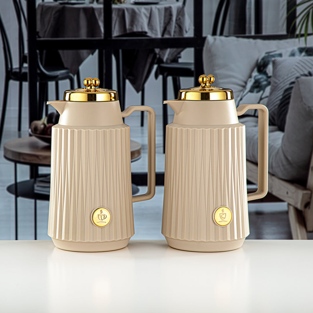 Almarjan 2 Pieces Vacuum Flask Set Beige & Gold - GT111AB-100 BG/G