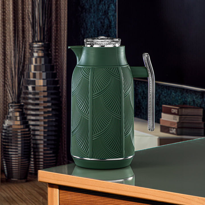 Almarjan 1 Liter Vacuum Flask Set Sage Green & Silver - GT113-100 NGR/C