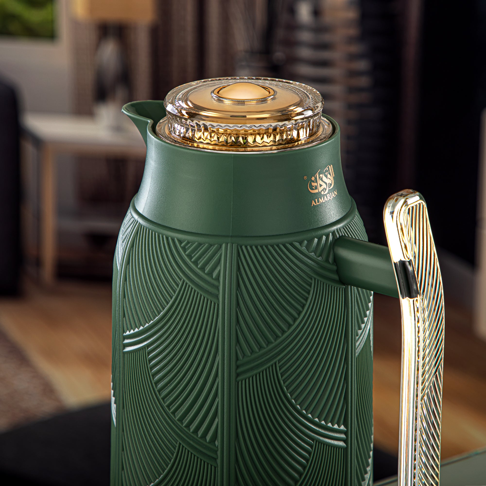 Almarjan 1 Liter Vacuum Flask Sage Green & Gold - GT113-100 NGR/G