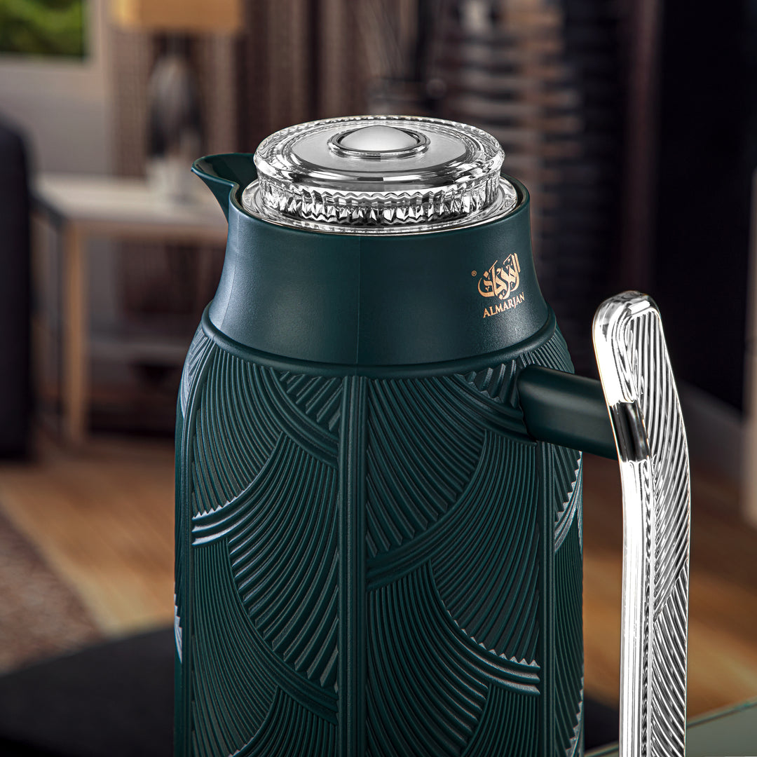 Almarjan 1 Liter Vacuum Flask Set Moss Green & Silver - GT113-100 NSM/C
