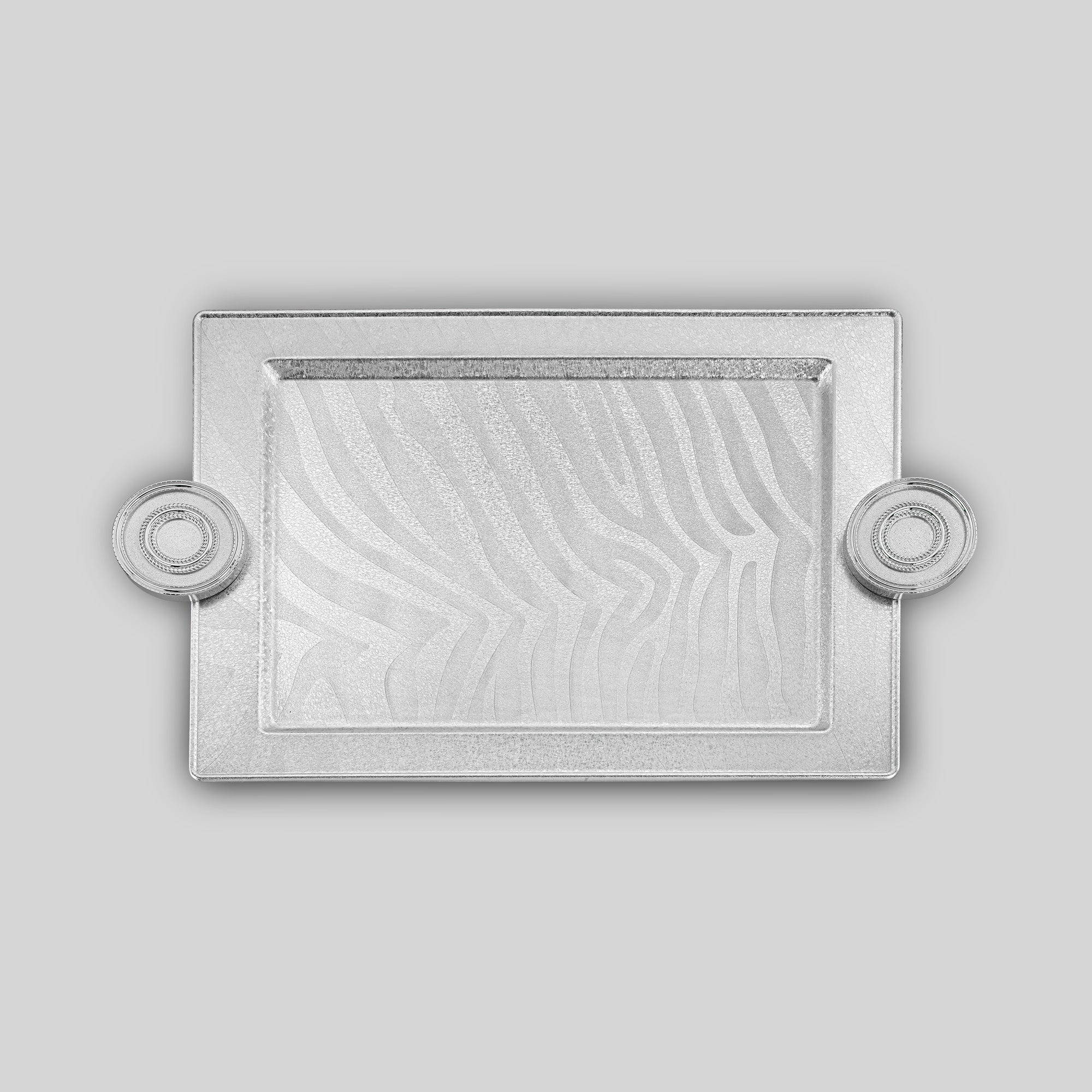 Almarjan Serving Tray Set Silver Crackle (3 Pieces)