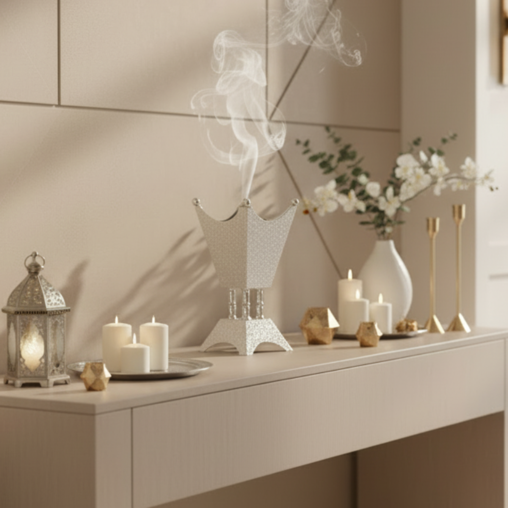 Almarjan Incense Burner Silver 25cm