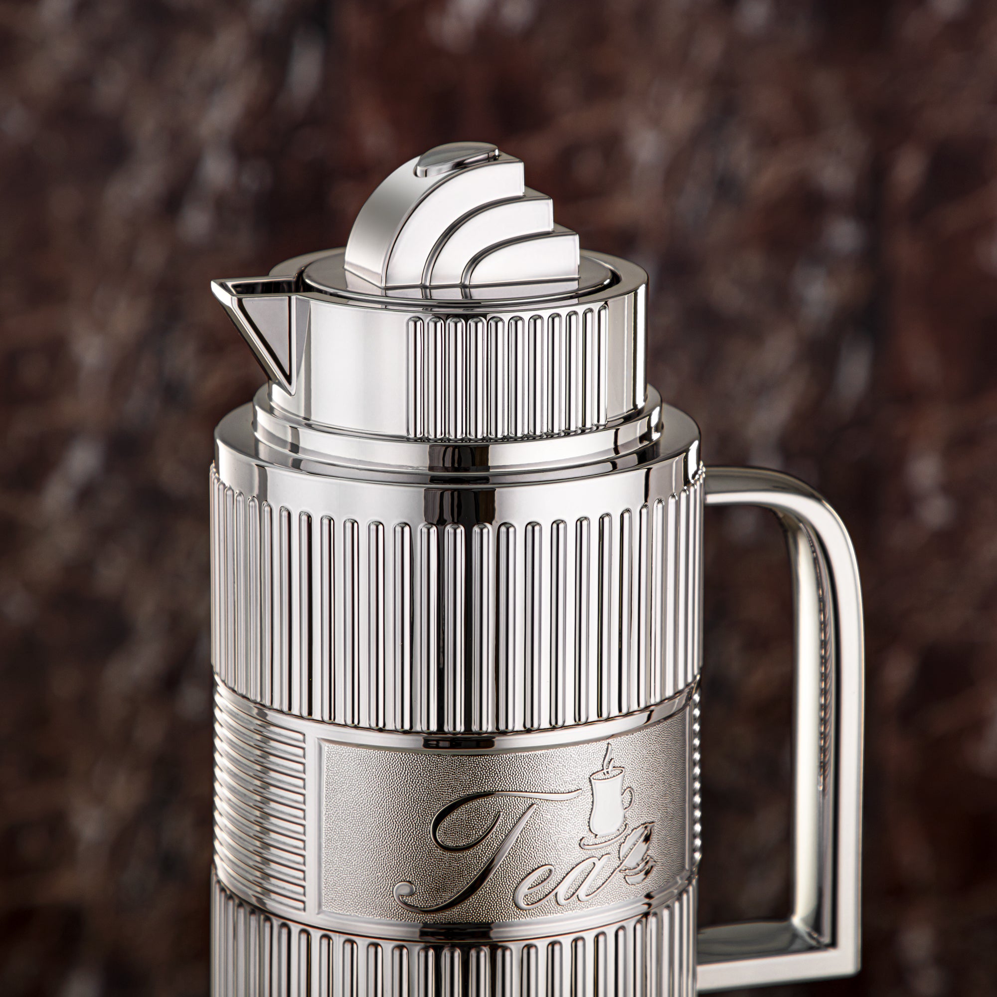 Almarjan Vacuum Flask Set, ABS, Push Button - 1L + 1L, Silver (OUD-S) - Tea & Coffee