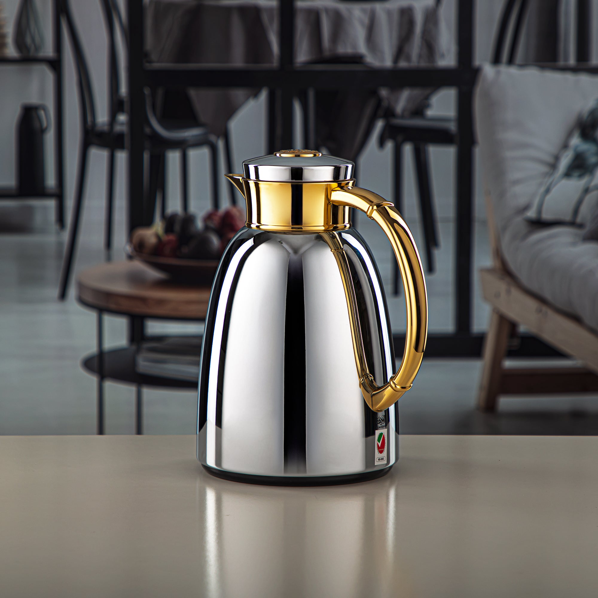 Almarjan 1 Liter Vacuum Flask Silver & Gold - QVC-1000CC95