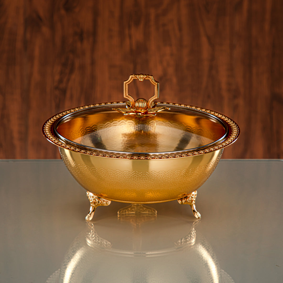 Almarjan Date Bowl 23CM (RBG4432L-G) - Golden Glass Cover | Ramadan & Eid