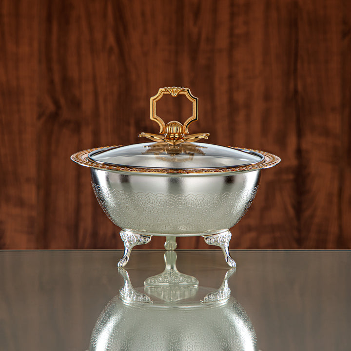 Almarjan Date Bowl 18CM (RBG4432S-SG) - Silver & Golden Glass Cover | Ramadan & Eid