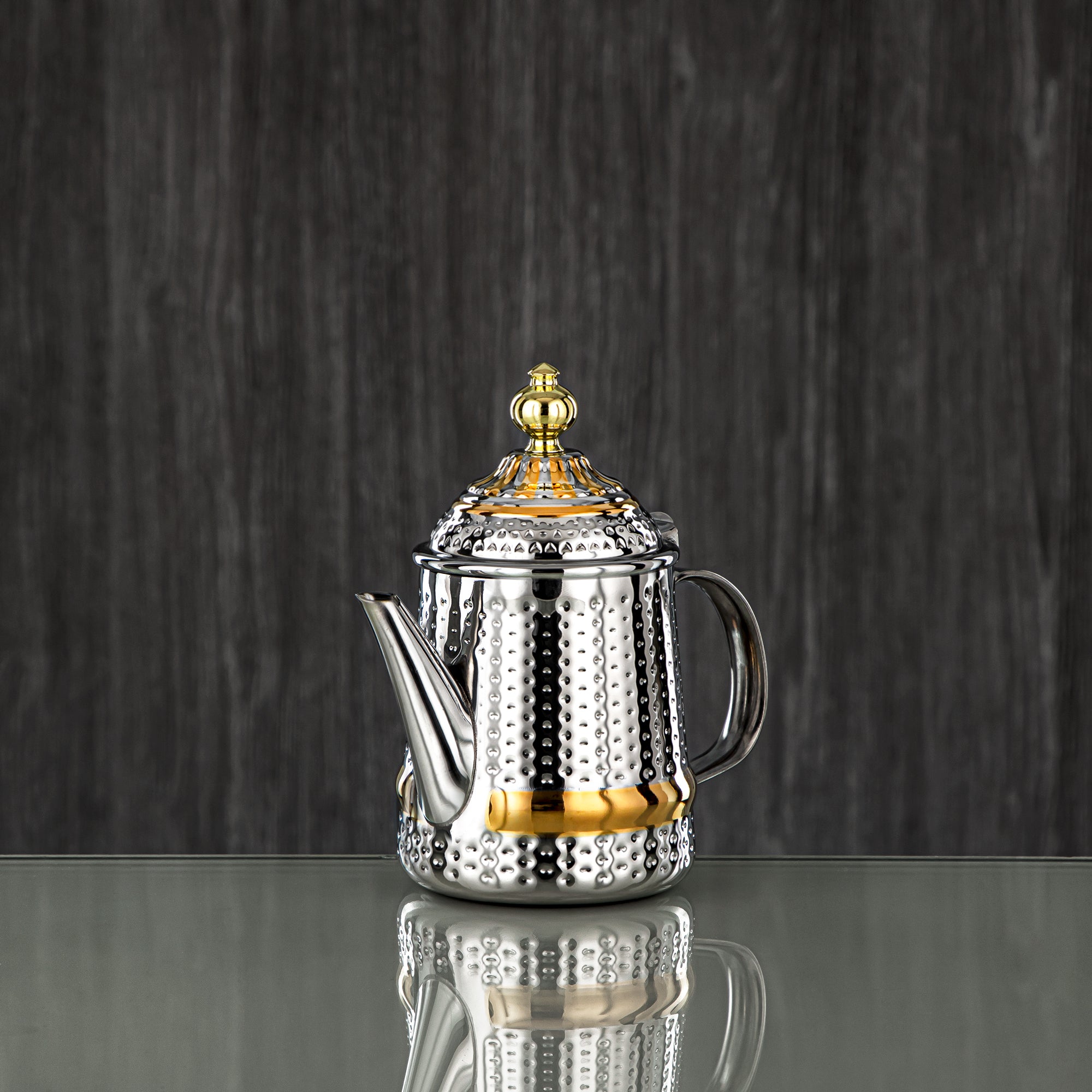 Almarjan 18 Ounce Barari Collection Stainless Steel Teapot Silver & Gold - STS0013055