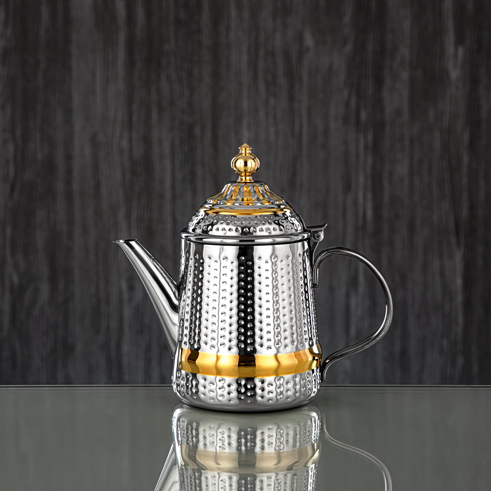 Almarjan 24 Ounce Barari Collection Stainless Steel Teapot Silver & Gold - STS0013056