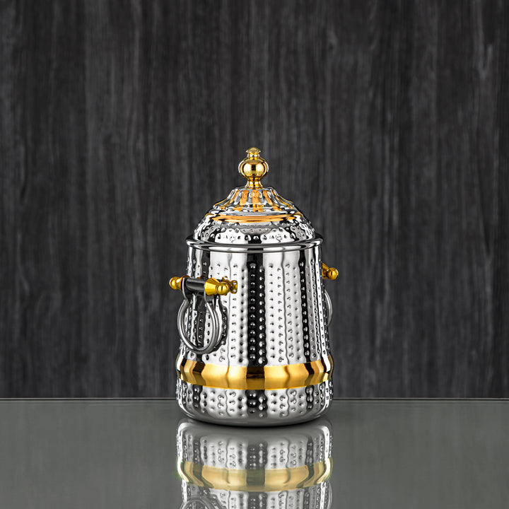 Almarjan 24 Ounce Barari Collection Stainless Steel Canister Silver & Gold - STS0013065