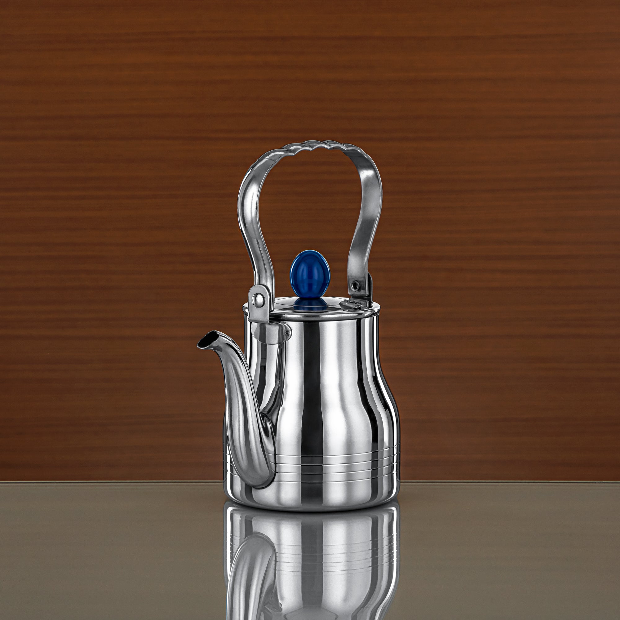 Almarjan 0.7 Liter Elegance Collection Stainless Steel Tea Kettle Silver & Blue - STS0013135