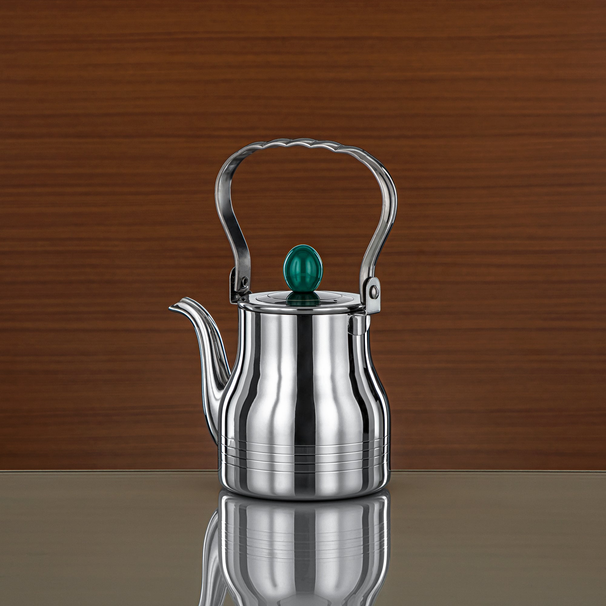 Almarjan 0.7 Liter Elegance Collection Stainless Steel Tea Kettle Silver & Green - STS0013141