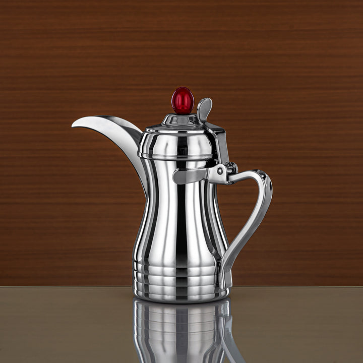 Almarjan 26 Ounce Elegance Collection Stainless Steel Coffee Pot Silver & Maroon - STS0013147