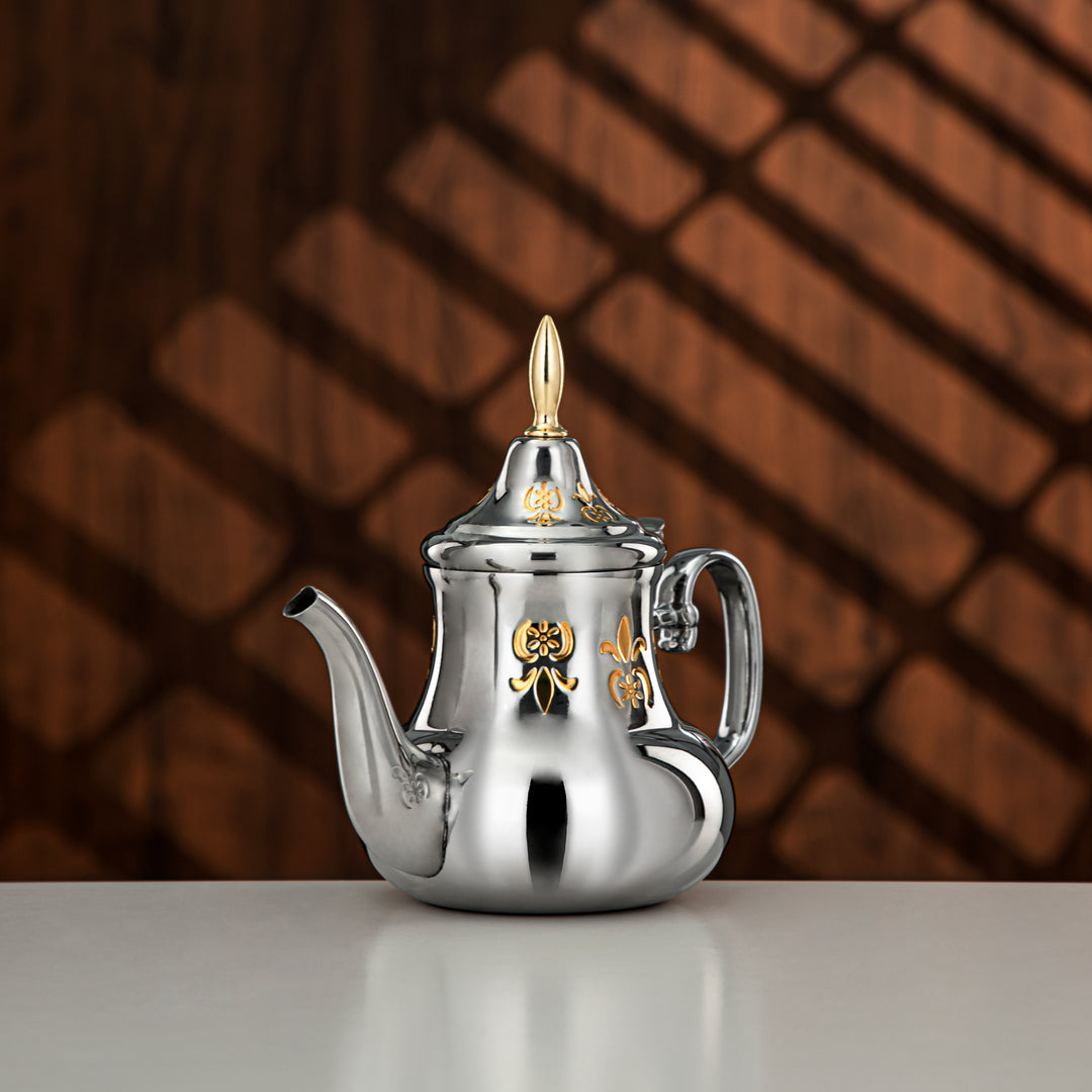 Almarjan 0.8 Liter Sahara Collection Stainless Steel Teapot Silver & Gold - STS0013182