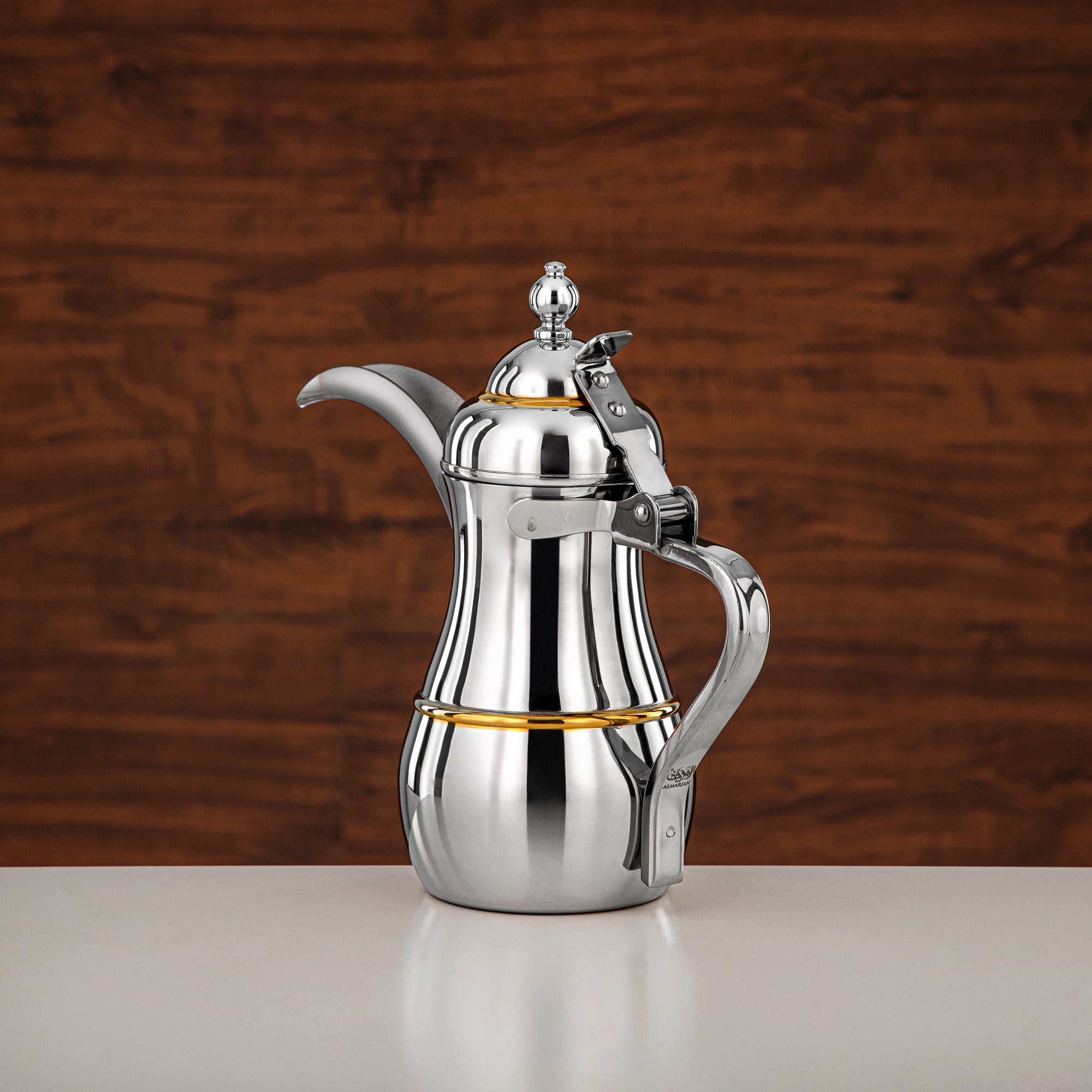 Almarjan Dallah 26oz Silver Gold – Elegance