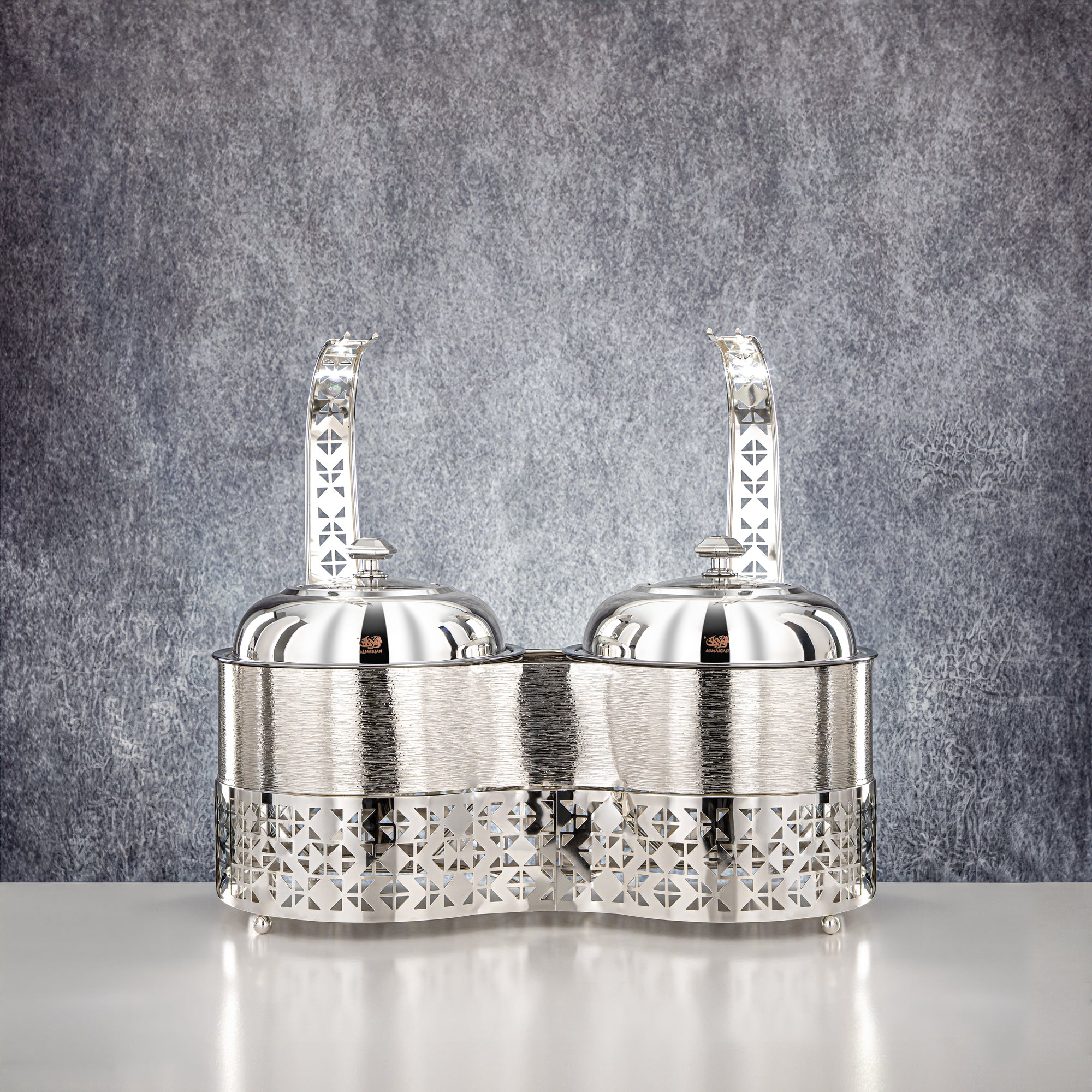 Almarjan 2000 ML + 2000 ML Double Chafing Dish Silver - STS0013345