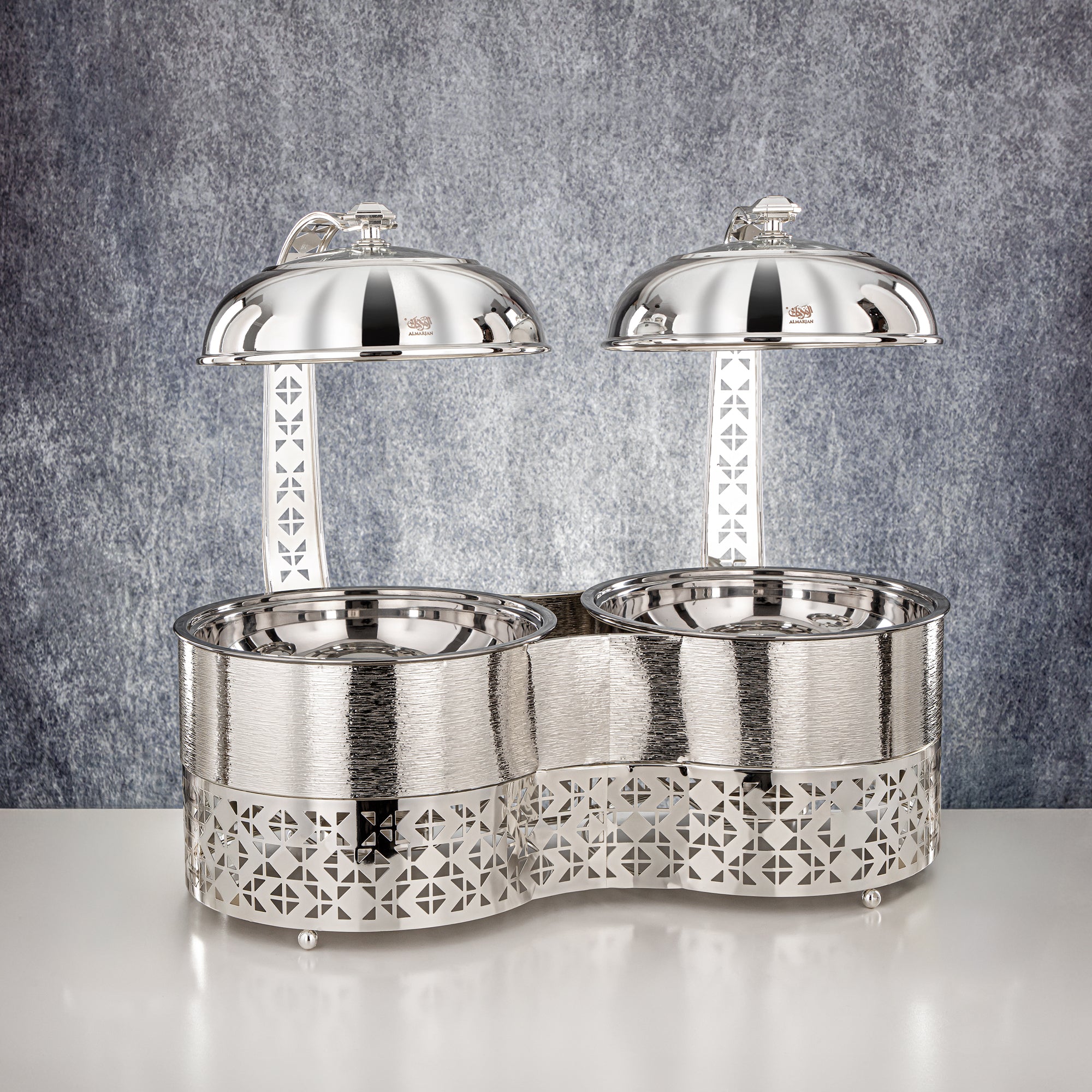 Almarjan 3000 ML + 3000 ML Double Chafing Dish Silver - STS0013348