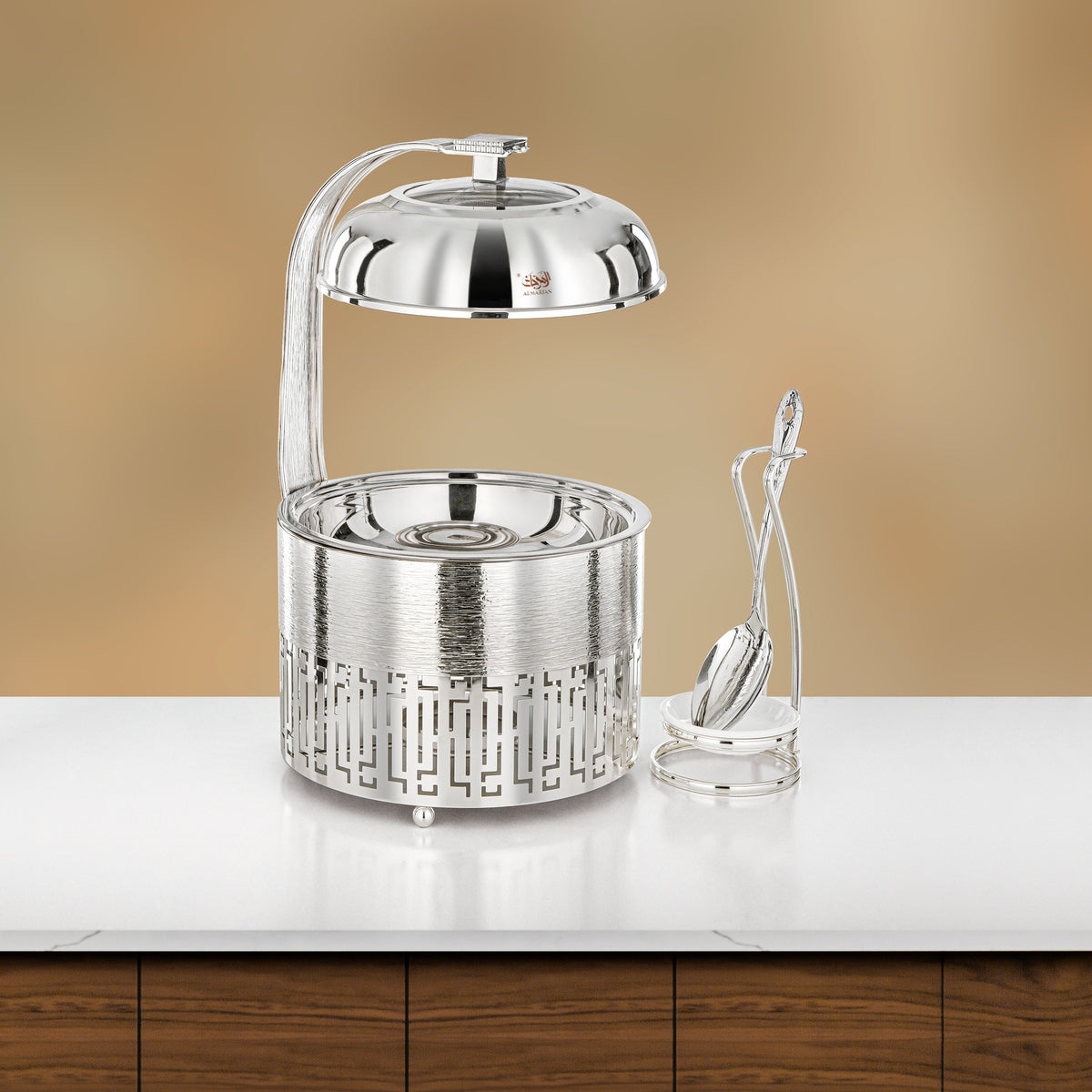 Almarjan 2 Lit Chafing Dish, Brushed Silver
