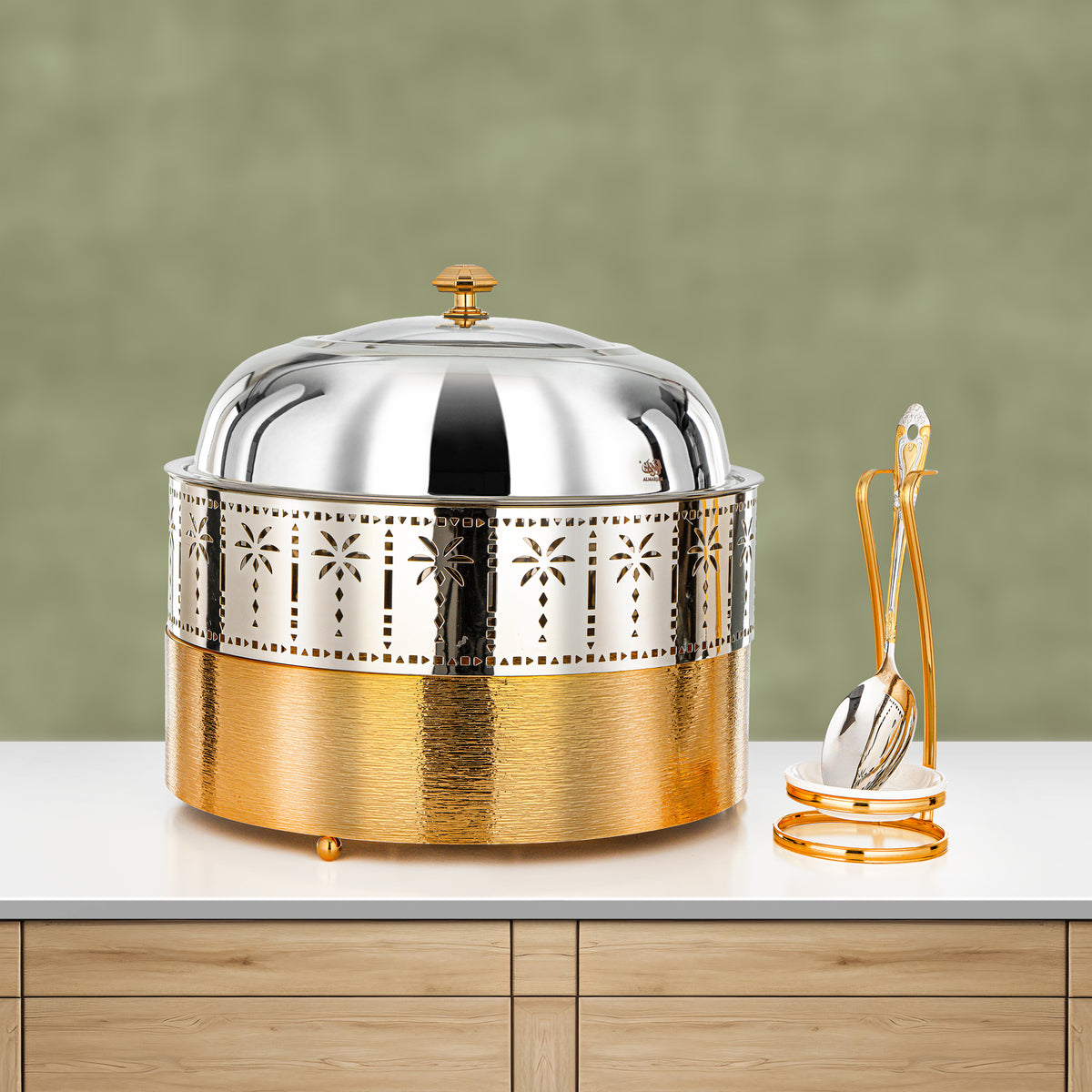 Almarjan 6.5L Chafing Dish, Brushed Gold & Silver
