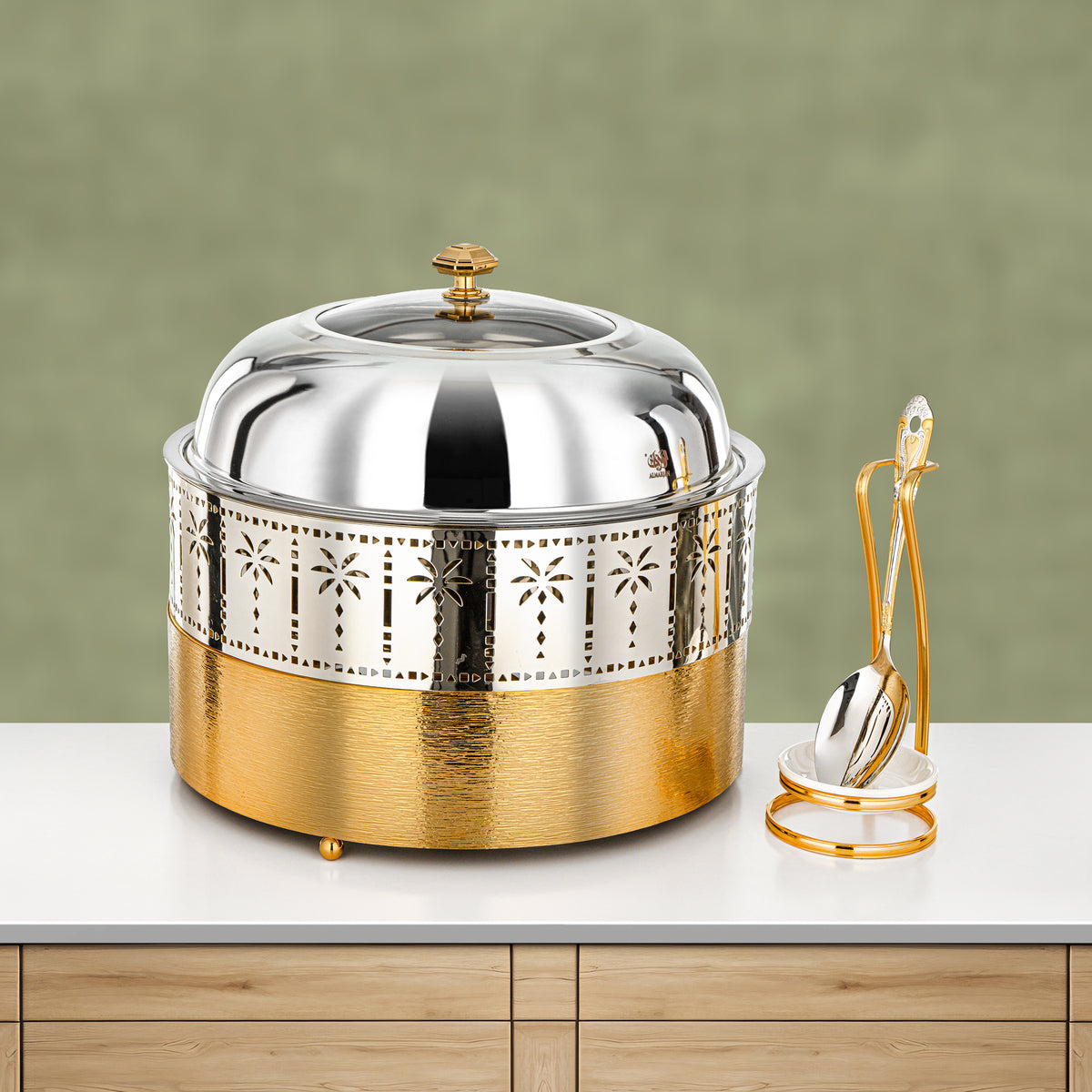 Almarjan 6.5L Chafing Dish, Brushed Gold & Silver