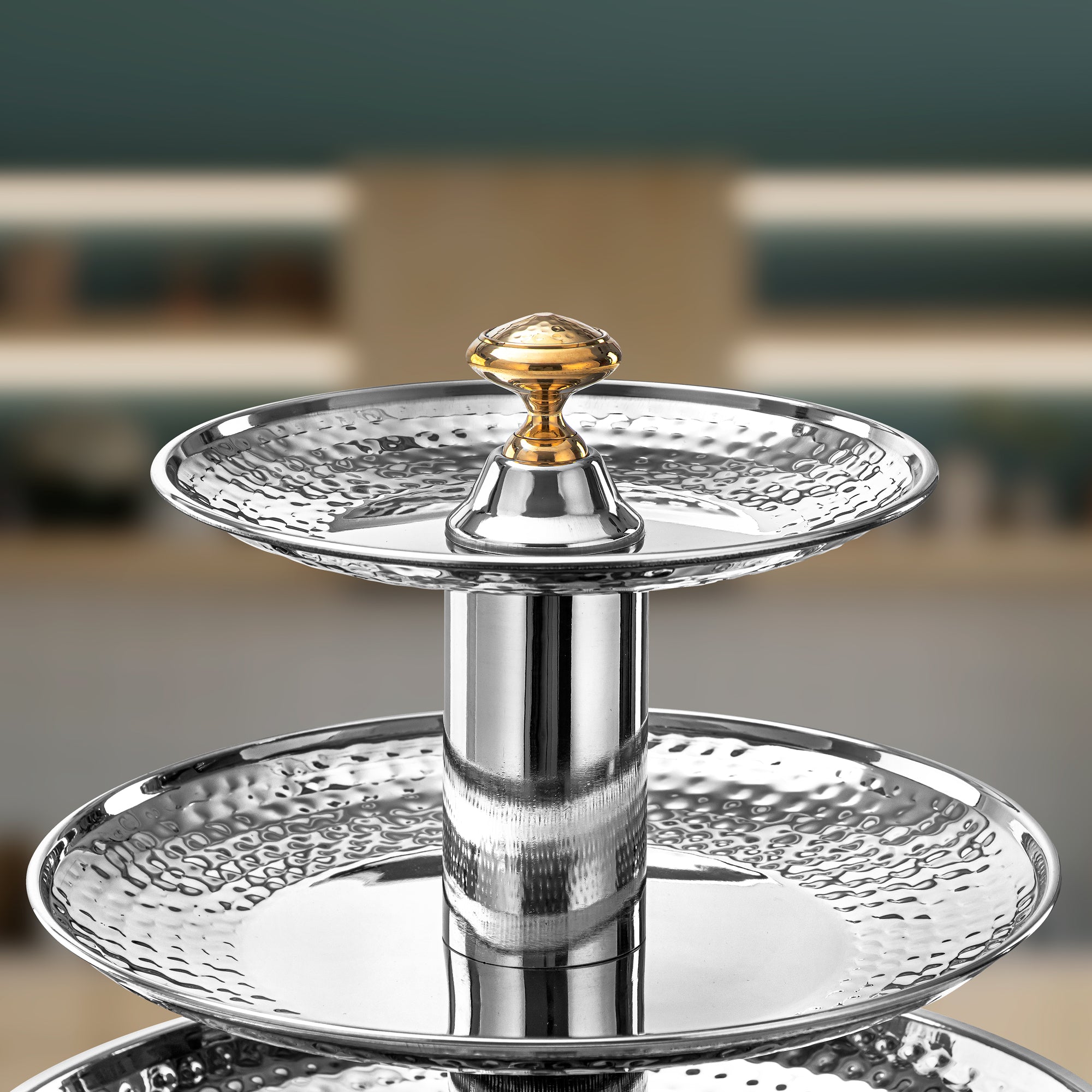 Almarjan 3 Tier Stainless Steel Sweet Stand Silver - STS0200755