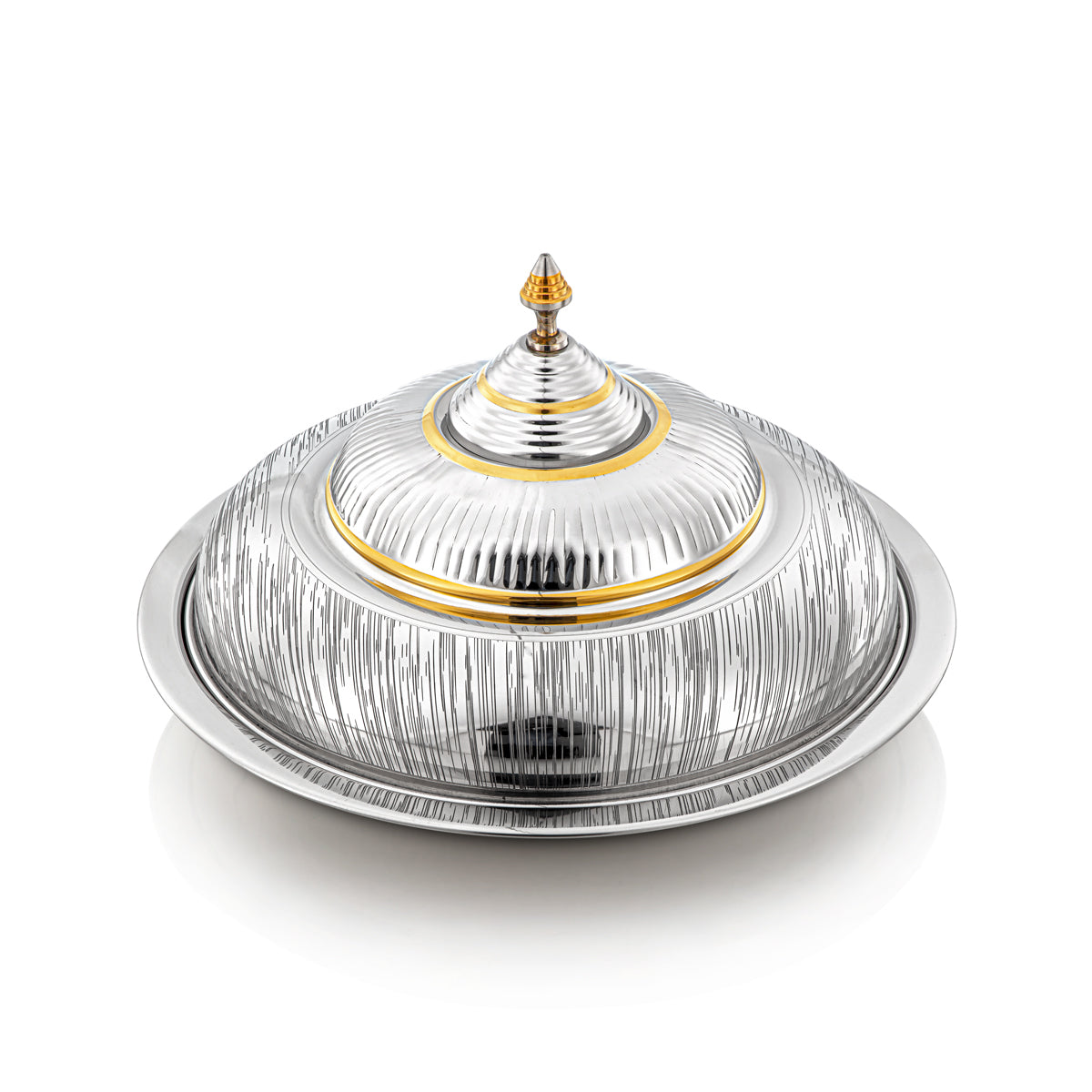 Almarjan 40 CM Tahani Collection Stainless Steel Koozy Tray Silver & Gold - H23EPG24