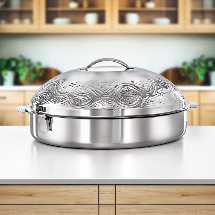 Almarjan 60 CM Marmar Stainless Steel Oval Hot Pot Silver - H24M3