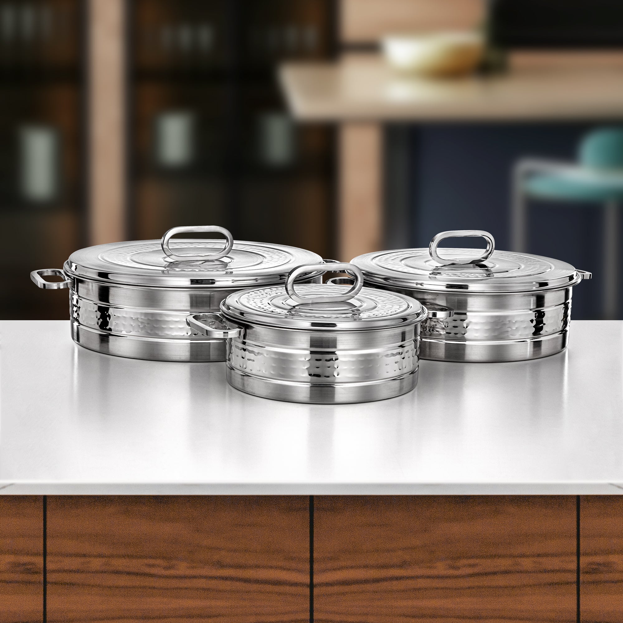 Almarjan Diana Hot Pot Set of 3 Silver
